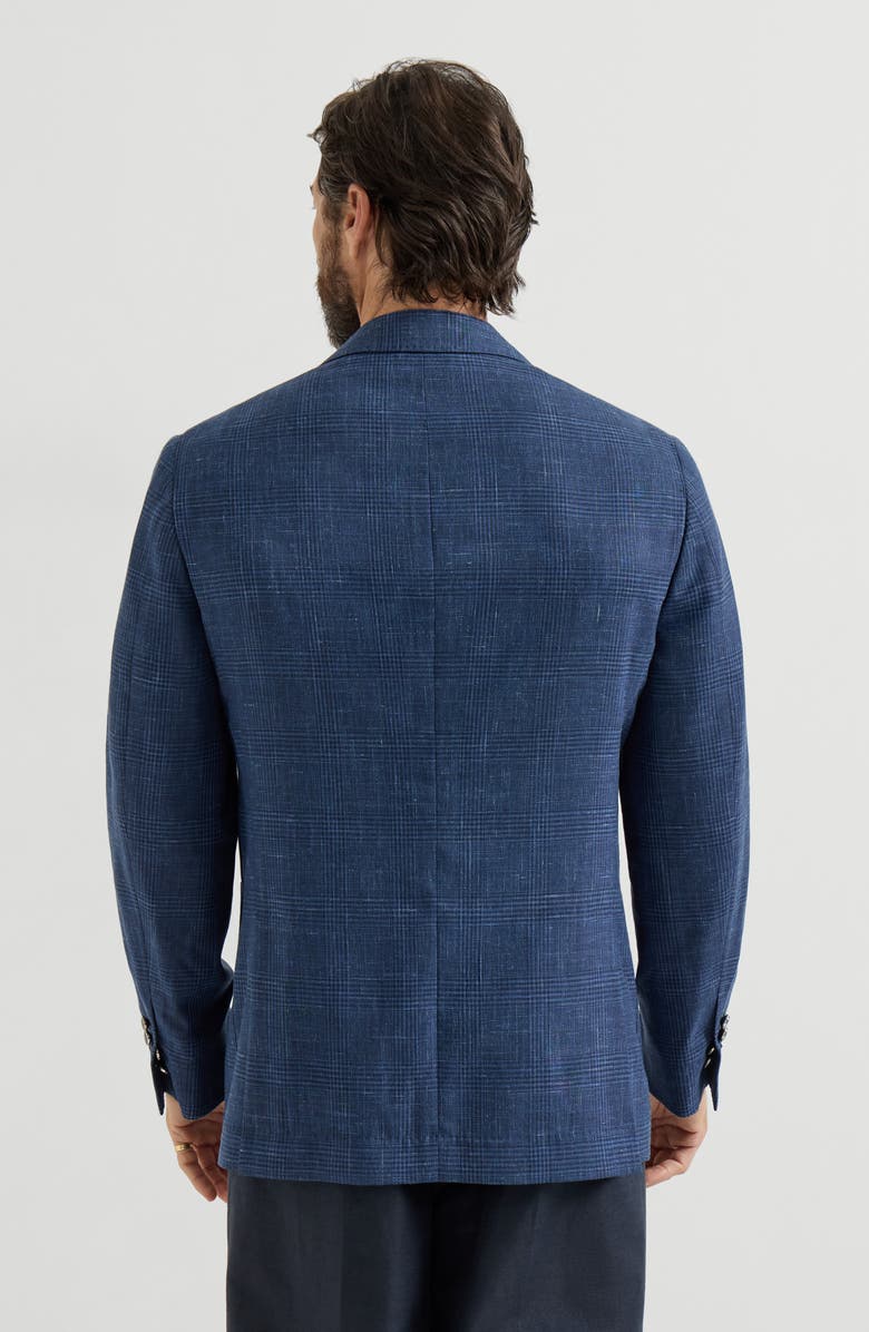 Brunello Cucinelli Prince of Wales deconstructed blazer, Alternate, color, Denim