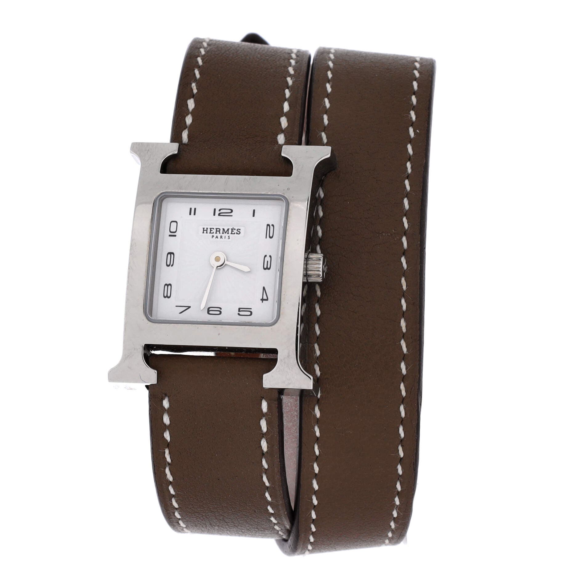 Heure H Double Tour Quartz Watch Stainless Steel and Leather 21, Main, color, Gray