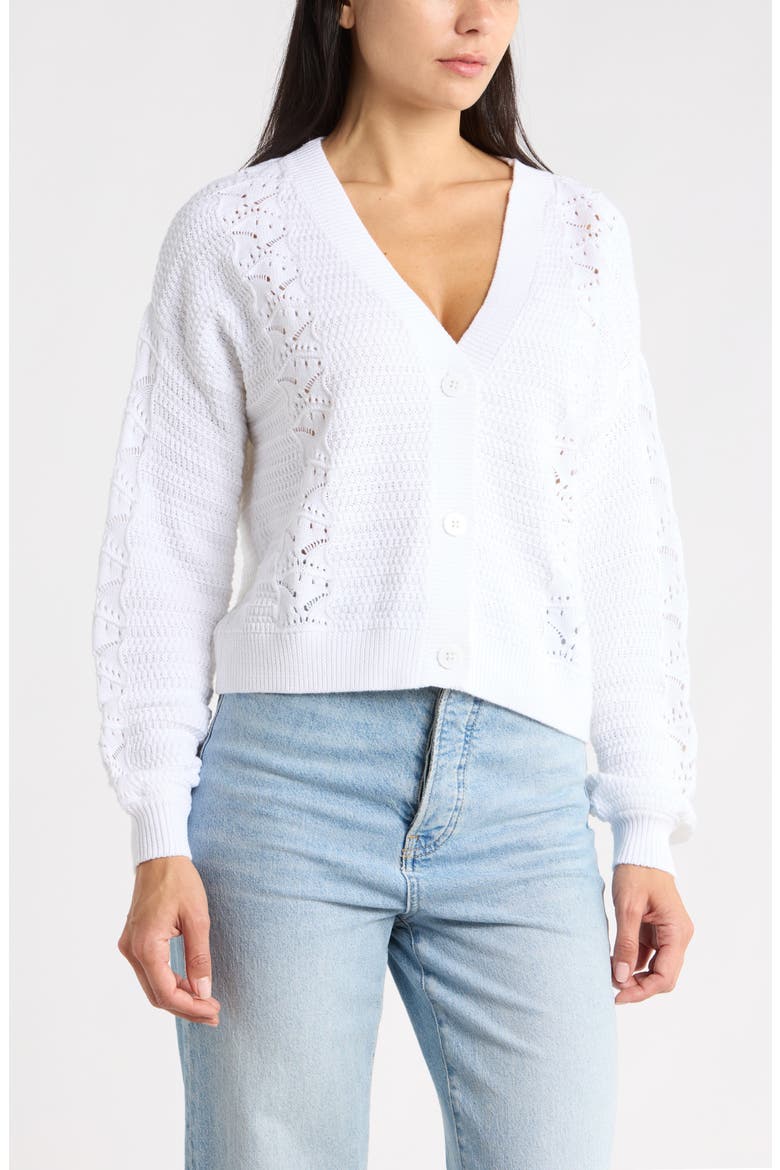 Bridget Cotton Cardigan, Main, color, WHITE
