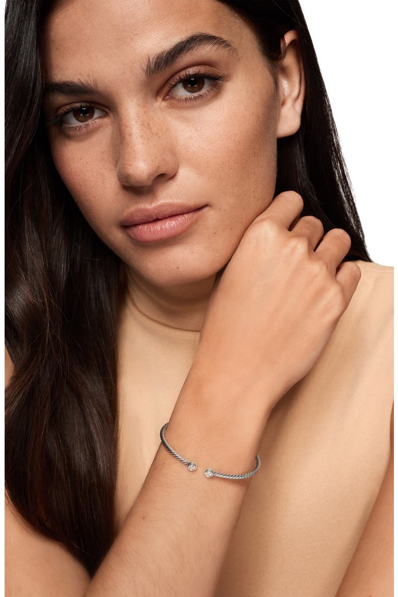Micro Cable Flex® Round Bracelet in Sterling Silver with Diamonds, 2.6mm, Alternate, color, SILVER PAVE