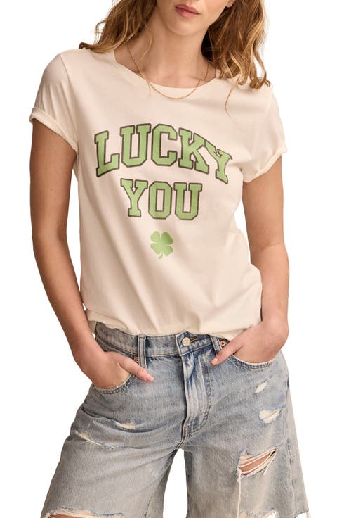 Lucky You Cotton Graphic T-Shirt