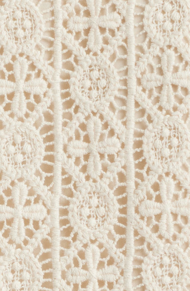 Percival Elio Crochet Short Sleeve Button-Up Shirt, Alternate, color, Ecru