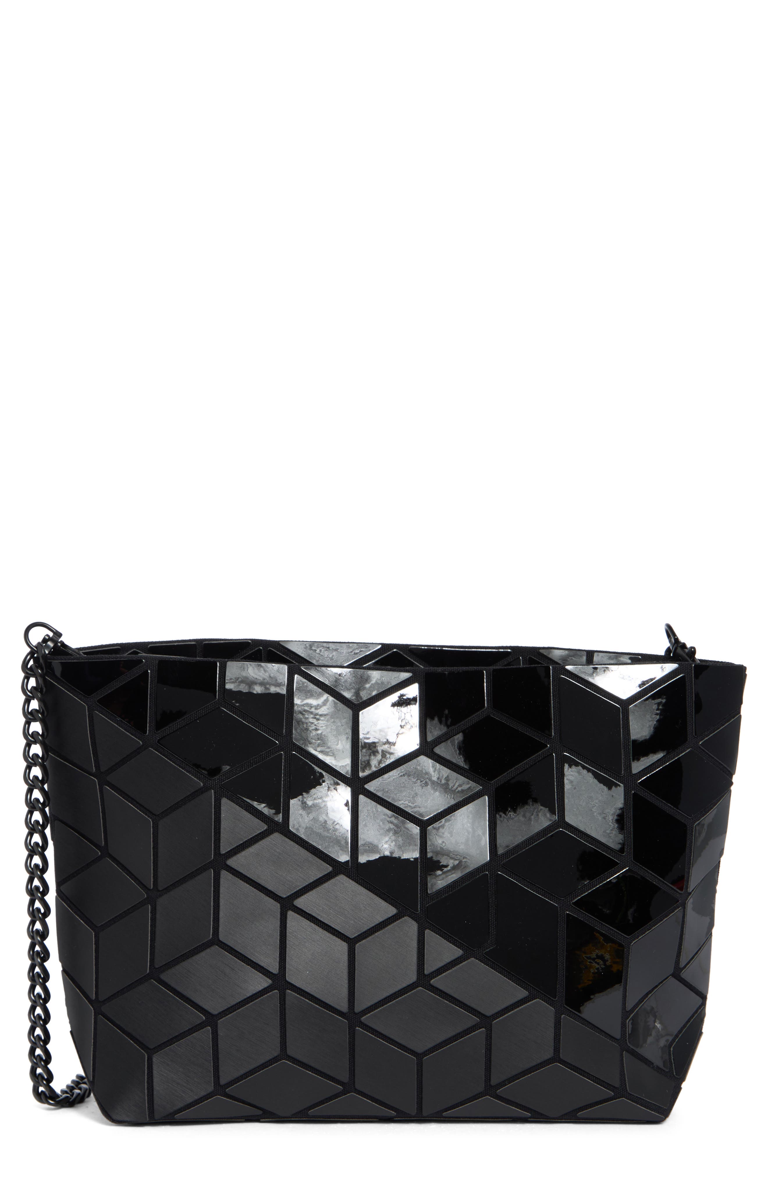 PATRIZIA LUCA Diagnoal Geo Clutch, Main, color, Black/ Black