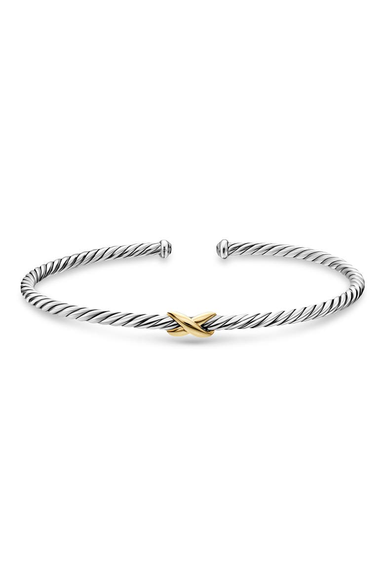Micro Cable Flex X Bracelet in Sterling Silver with Yellow Gold, 2.6mm, Alternate, color, SILVER