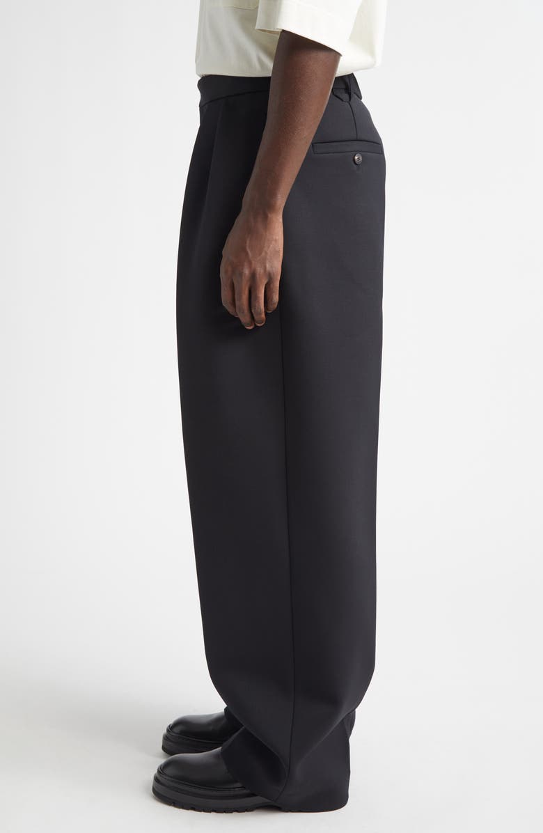 Jacquemus Le Pantalon Citta Pleated Stretch Wool Pants, Alternate, color, Black