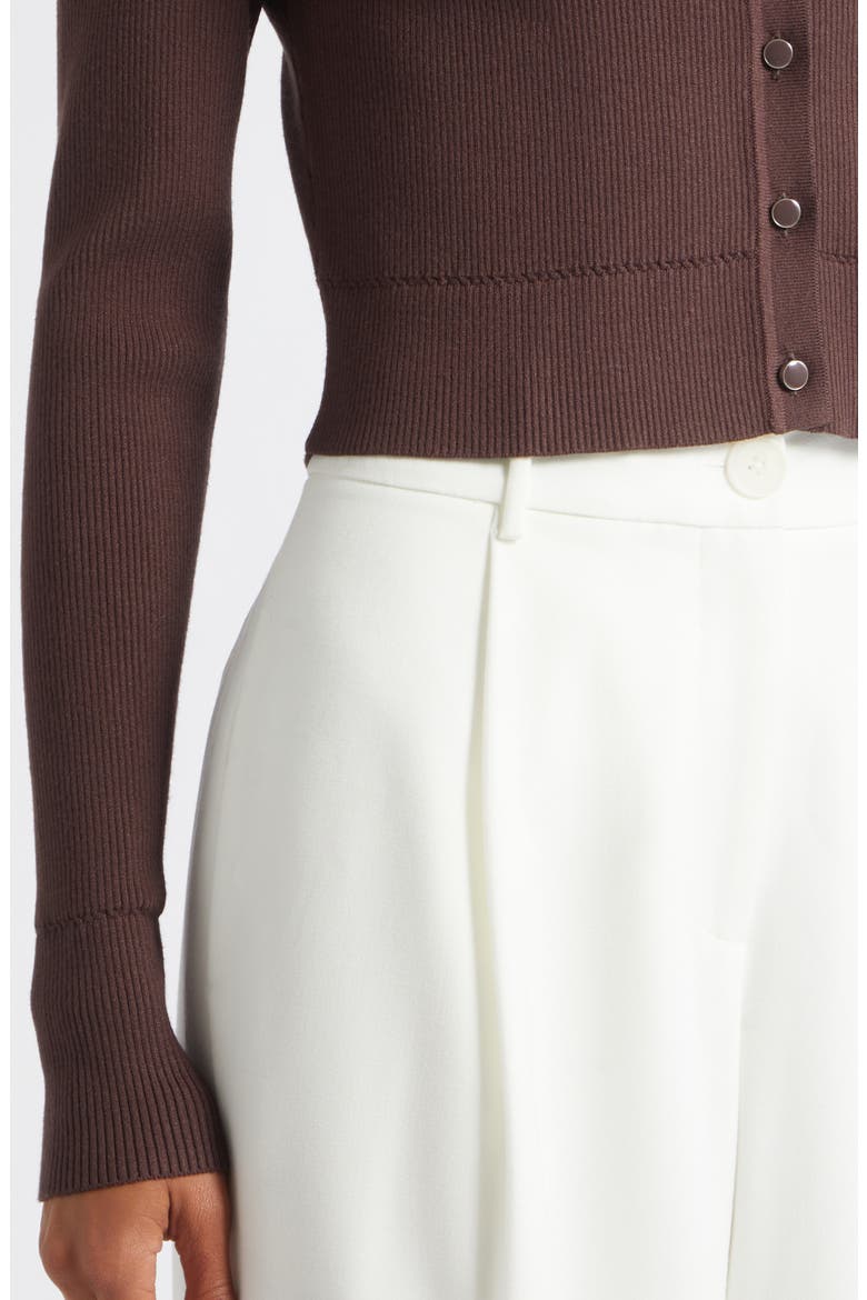 Zoe Cropped Cardigan, Alternate, color, ESPRESSO