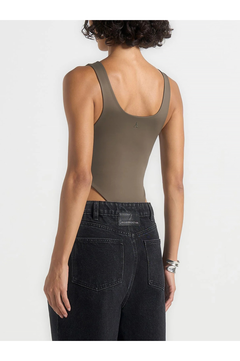Noa Fitted V-Neck Bodysuit, Alternate, color, Olive