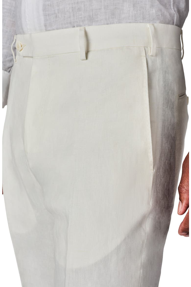 Parker Flat Front Solid Linen Trousers, Alternate, color, WHITE