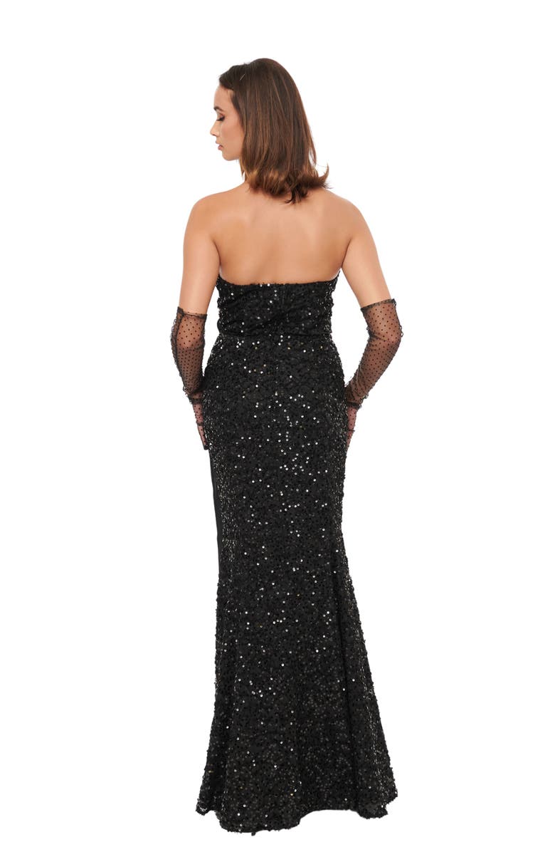 Unique Vintage 1930s Sequin Lace Mermaid Dress, Alternate, color, Black