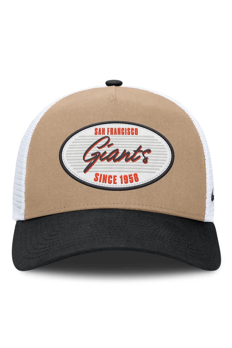 Men's Nike  Khaki/Black San Francisco Giants Rise A-Frame Trucker Adjustable Hat, Alternate, color, Khaki