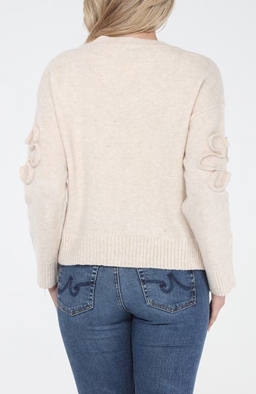 Rain And Rose Floral Soutache Sweater In Neutral