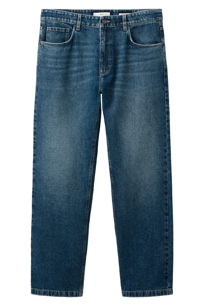 Cotton & Linen Straight Leg Jeans, Alternate, color, DARK VINTAGE BLUE