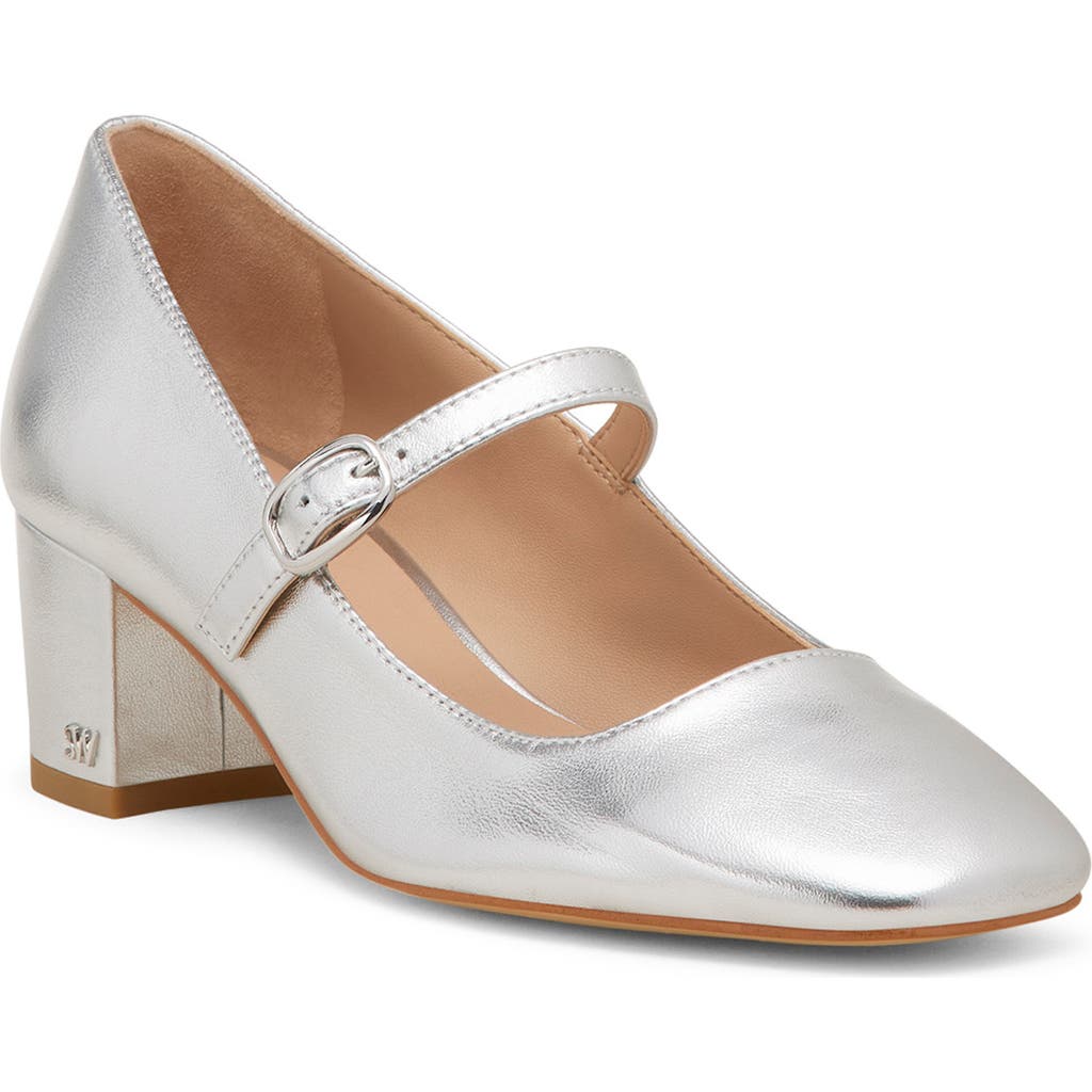 Stuart Weitzman Louise 50 Mary Jane In Silver