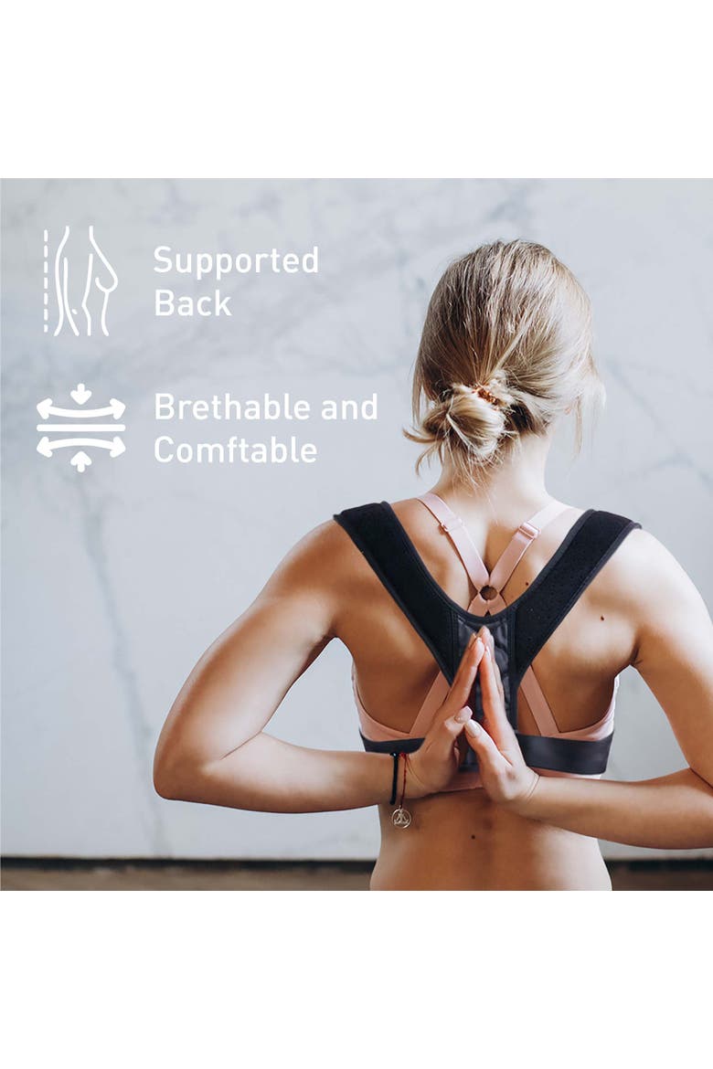Shiatsu Heating Neck & Back Massager + Adjustable Posture Corrector Bundle Deep Tissue Massage & Spine Alignment Support, Alternate, color, Black