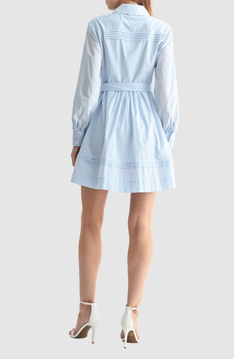 Mila Mae Long Sleeve Belted Cotton Shirtdress, Alternate, color, Light Blue