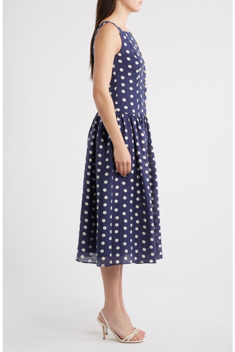 Dot Sleeveless Midi Dress, Alternate, color, NAVY MULTI