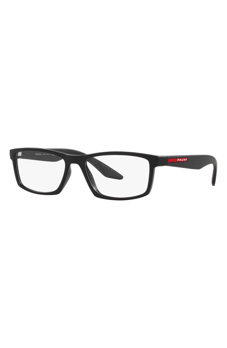 Prada Linea Rossa 56mm Rectangular Optical Glasses, Alternate, color, 