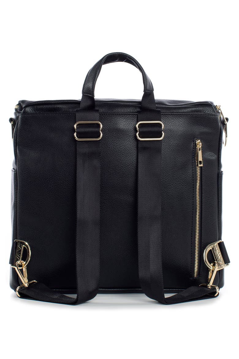 The Original Convertible Water Resistant Faux Leather Diaper Bag, Alternate, color, BLACK