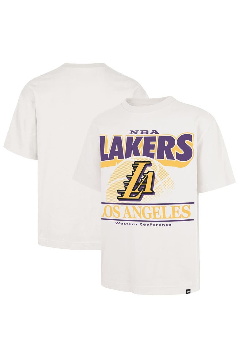 Men's '47  White Los Angeles Lakers City Edition Shifty Foundation T-Shirt, Main, color, White