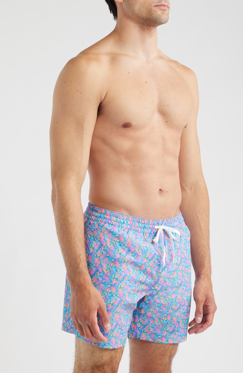 Chubbies The Spades Floral Swim Trunks, Alternate, color, Medium Blue