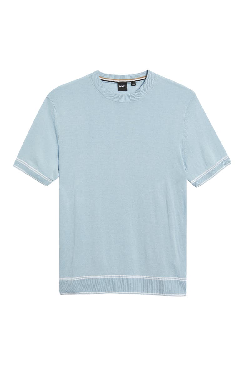 Norberto Linen Blend Short Sleeve Sweater, Alternate, color, LIGHT/ PASTEL BLUE
