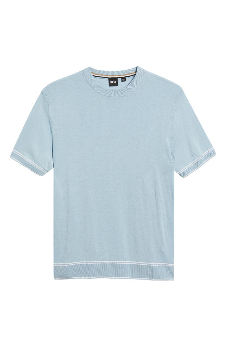 BOSS Norberto Linen Blend Short Sleeve Sweater, Alternate, color, Light/ Pastel Blue