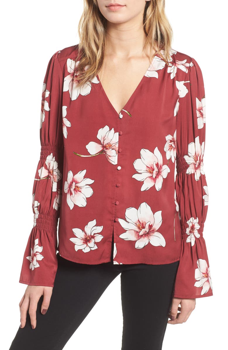 cupcakes and cashmere Floral Print Blouse, Main, color,