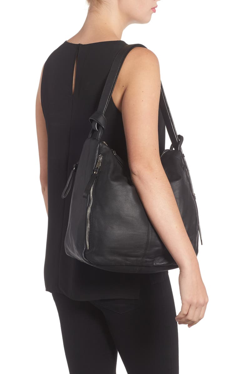 Topshop Premium Leather Sling Shoulder Bag, Alternate, color,