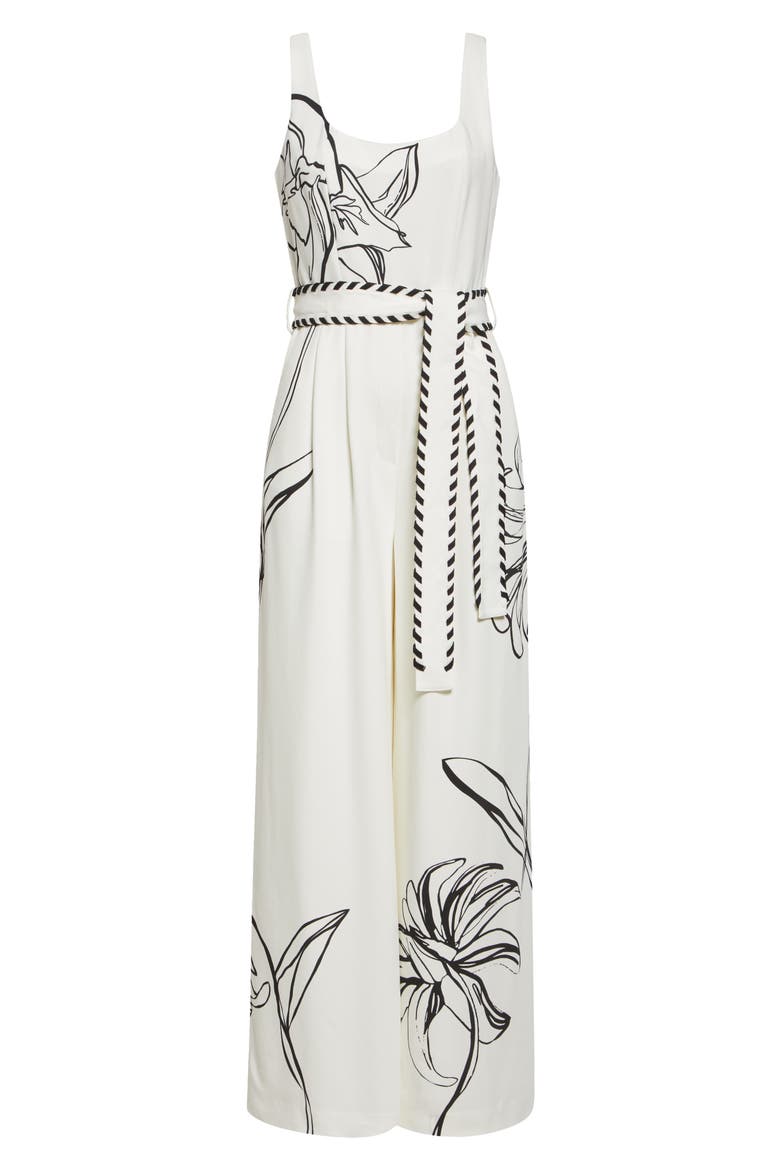 Kinsley Floral Jumpsuit, Alternate, color, IVORY/ BLACK
