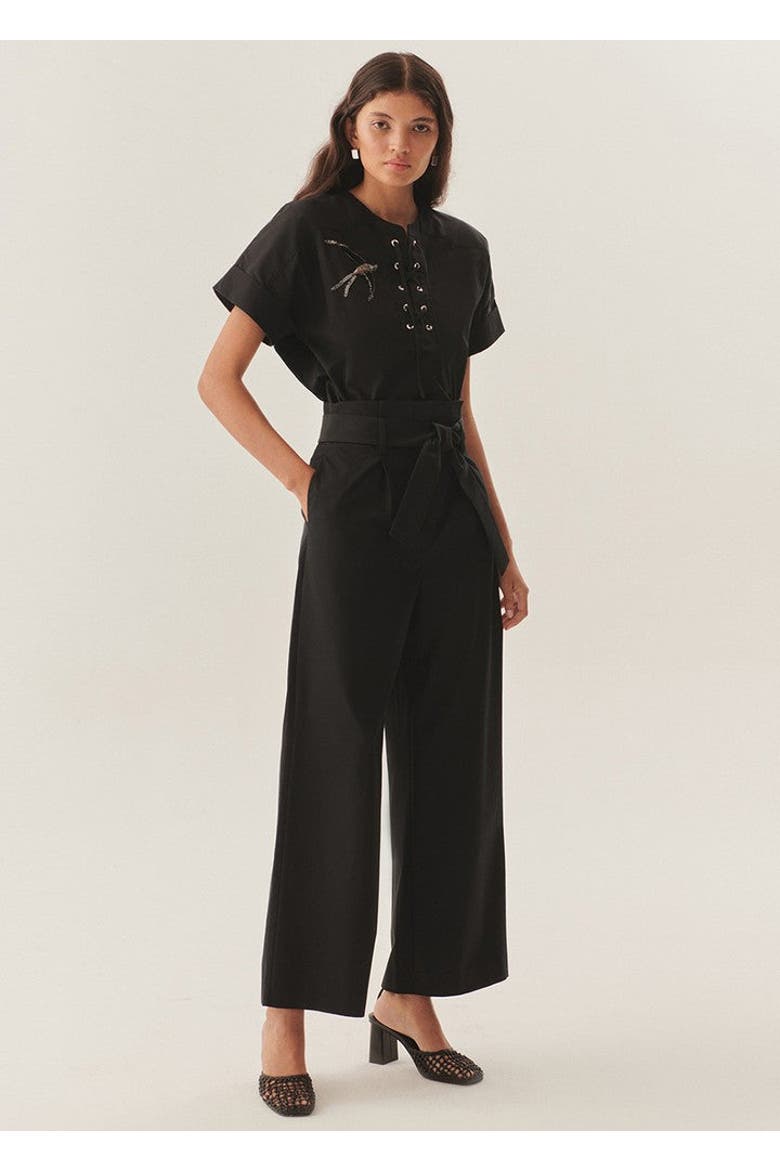 Lauren Timeless Structured Trousers, Alternate, color, BLACK
