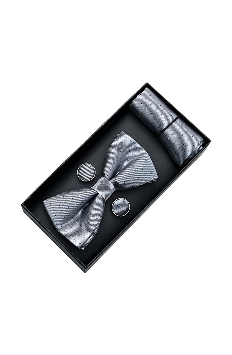 MOUSTACHE Textured Bow Tie Set, Alternate, color, Silver
