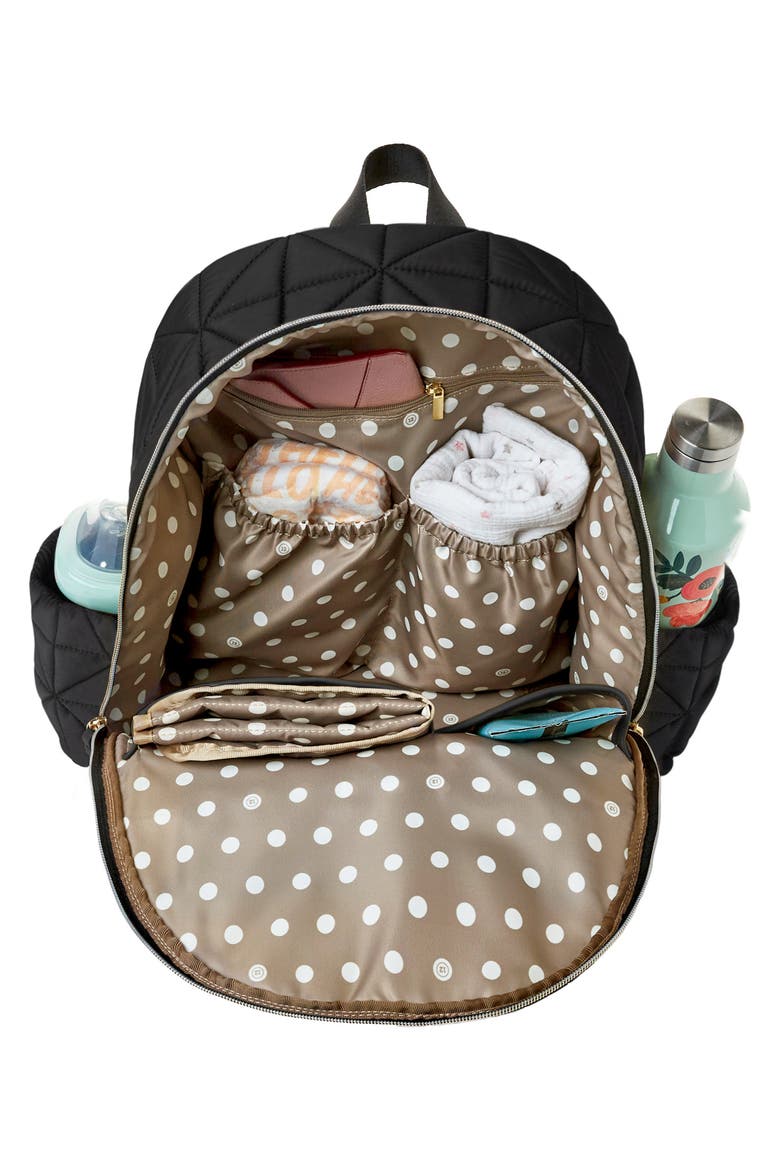 Companion Quilted Nylon Diaper Backpack, Alternate, color, BLACK