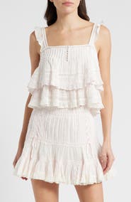 LoveShackFancy Novalee Ruffle Cotton Dobby Top