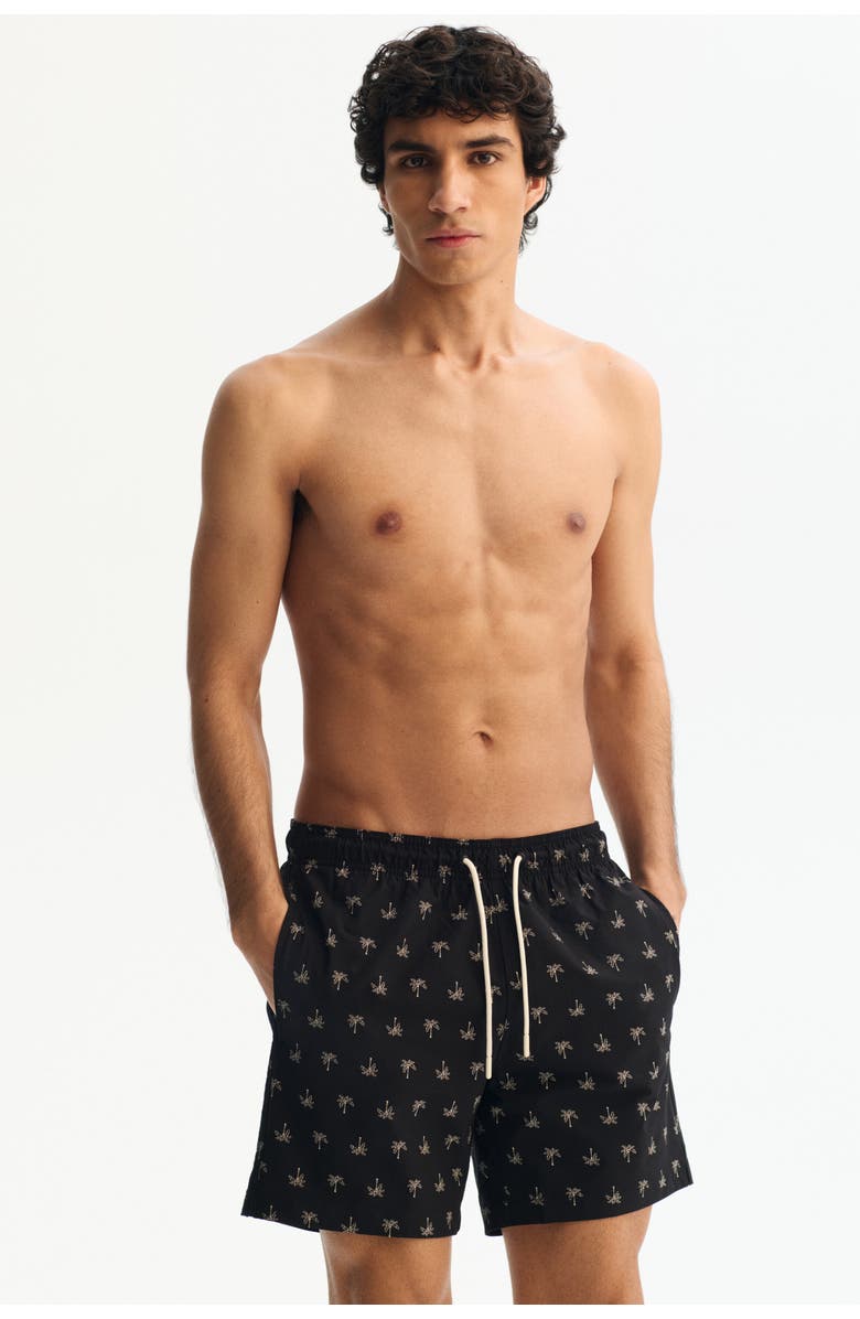 H&M Seersucker Swim Shorts, Alternate, color, Black