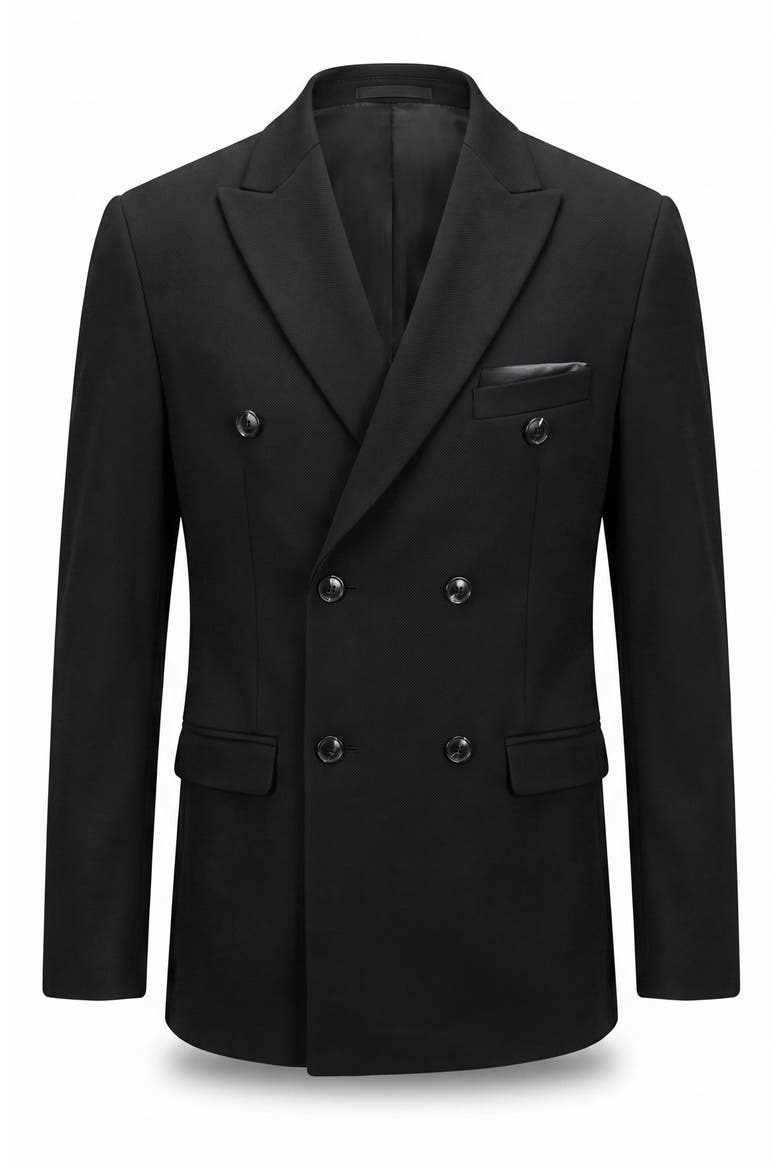 Solid Double Breasted Blazer, Alternate, color, BLACK