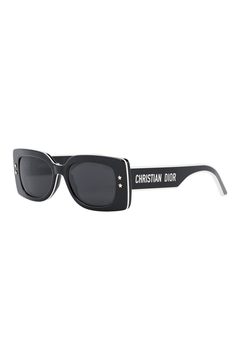 'DiorPacific S1U 53mm Rectangular Sunglasses, Alternate, color, SHINY BLACK / SMOKE