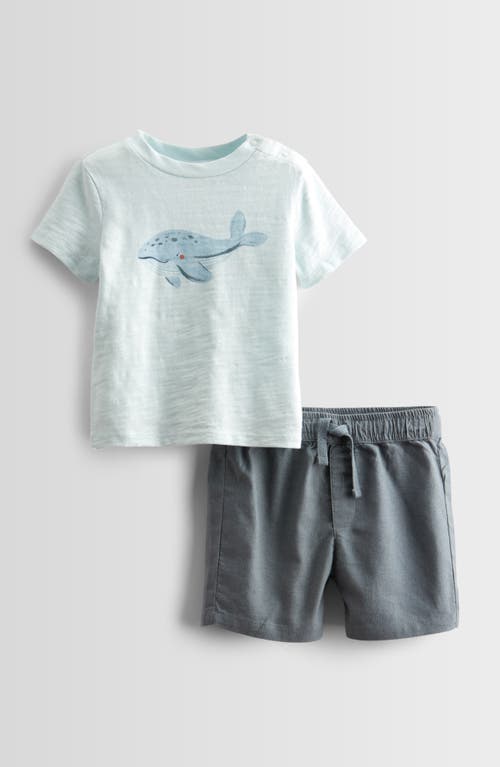 Shop Nordstrom Graphic T-shirt & Drawstring Shorts Set In Blue Wander Whale Friend- Grey