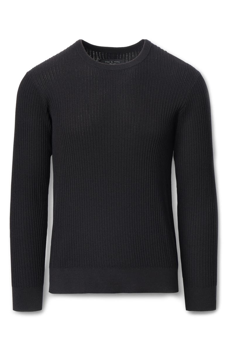 rag & bone Jayce Silk & Cotton Sweater, Alternate, color, Black
