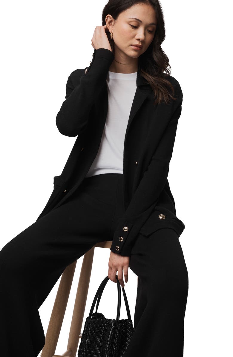 Splendid Hannah Double Breasted Sweater Blazer, Alternate, color, Black