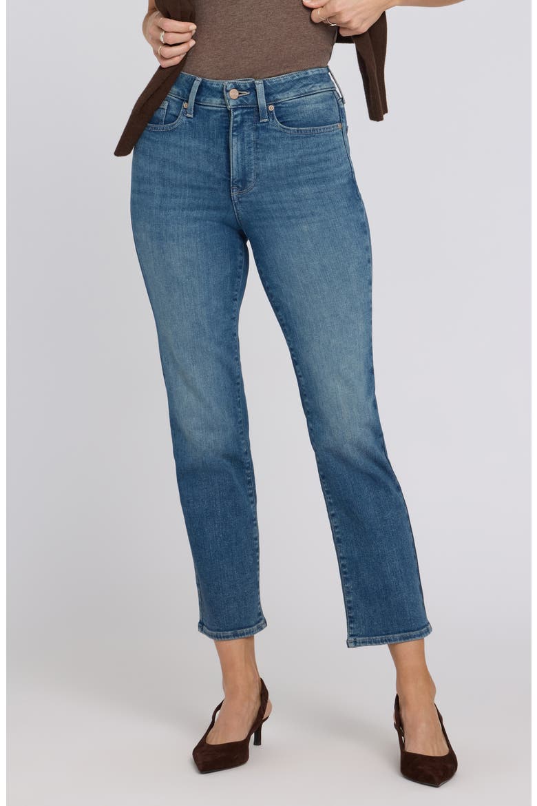 Marilyn High Waist Ankle Straight Leg Jeans, Main, color, BREEZY PALMS