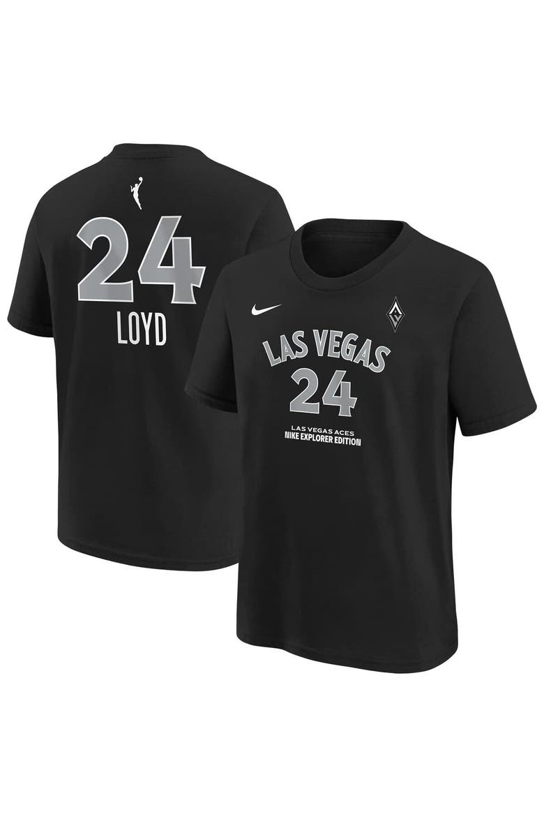Youth Nike Jewell Loyd Black Las Vegas Aces Explorer Edition Name & Number T-Shirt, Main, color, Black
