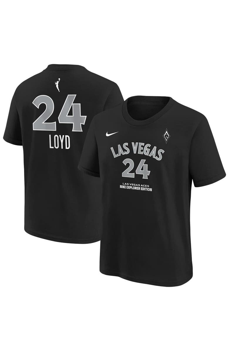 Nike Youth Nike Jewell Loyd Black Las Vegas Aces Explorer Edition Name & Number T-Shirt, Main, color, Black