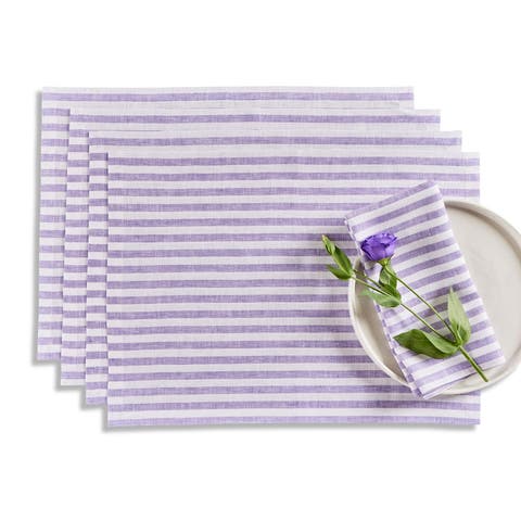 Linen Placemats - Amalfi Stripe, 14" x 19" Inch