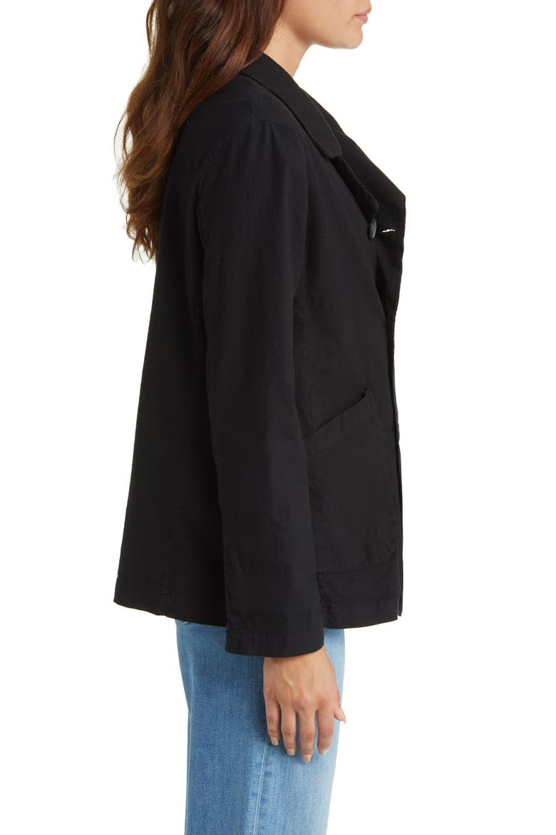 Double Breasted Cotton Blend Peacoat, Alternate, color, BLACK