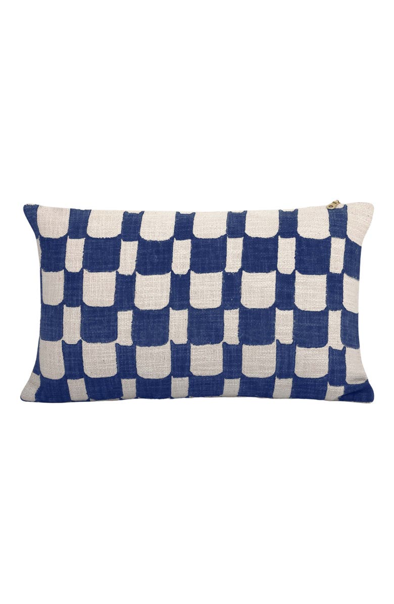 Casa Amarosa Checkered Block Printed Pillow - Cover Only, Main, color, Indigo