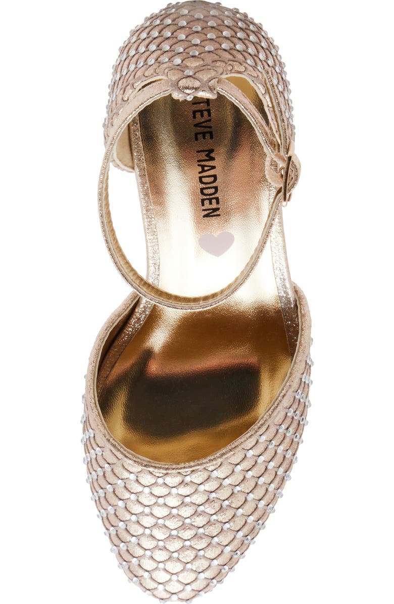 Steve Madden Prettyy Ankle Strap Block Heel Pump, Alternate, color, Gold Mesh