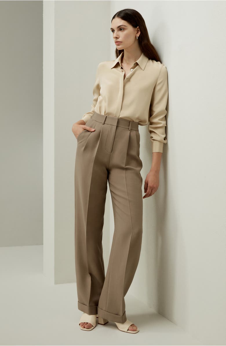 Lilysilk Graceful Button Up Silk Blouse, Alternate, color, Dune