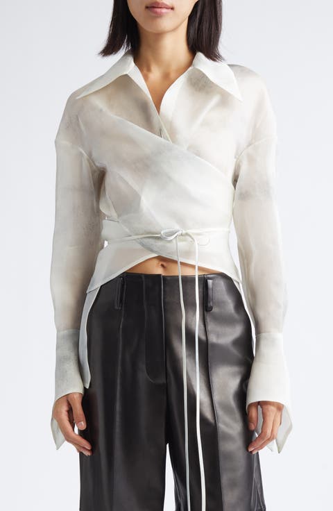 Stitches Convertible Silk Organza Wrap Shirt