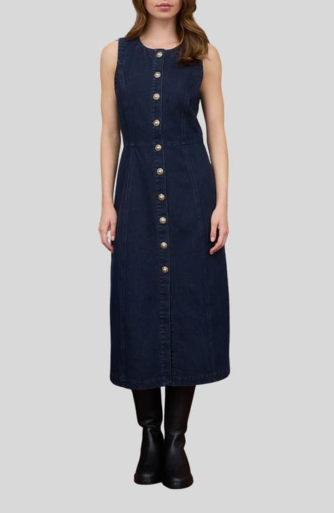 Denim Button Down Midi Dress