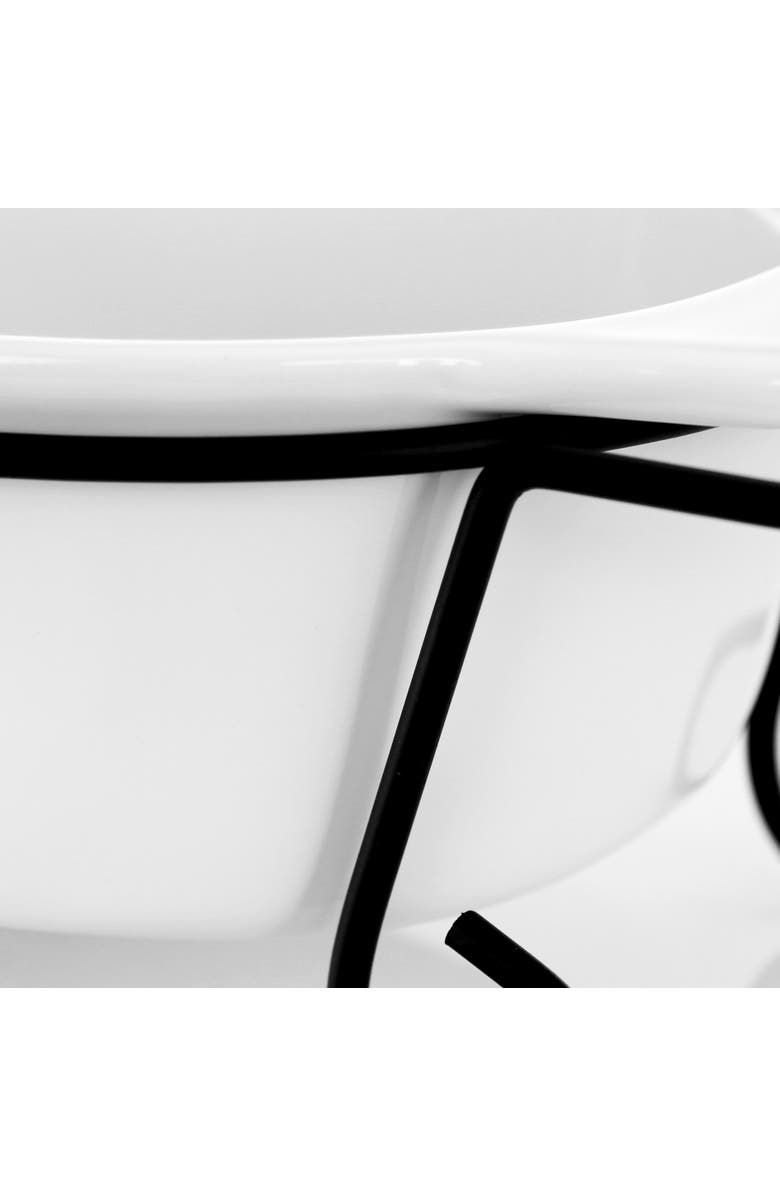 Gibson Home Gracious Dining 2 Piece Oval Stoneware Bakeware with Lid and Metal Rack, Alternate, color, White